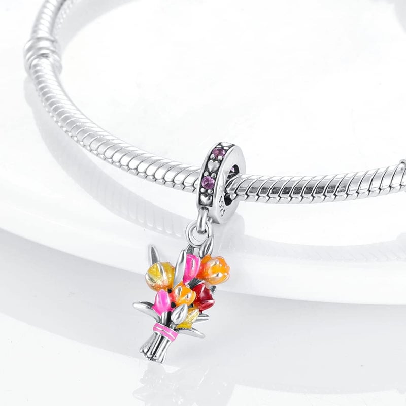 MULA 925 Sterling Silver Charms for Bracelets and Necklaces Family Letters Dangle Pendants Airplane Travel Beads Family Tree Jewelry Charms for Women - Image 2